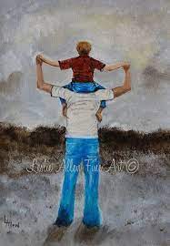 Father Son Painting Daddy Son Daddy Little Boy Brother Sibling Dads Buddy  "Daddy's Little Man" Leslie Allen Fine Art | Father art, Daddy and son, Art