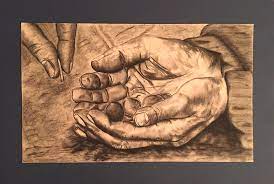 Hands of Poverty Drawing by Morgan Morano