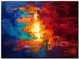 Painting for sale - original colorful abstract modern palette knife #6178